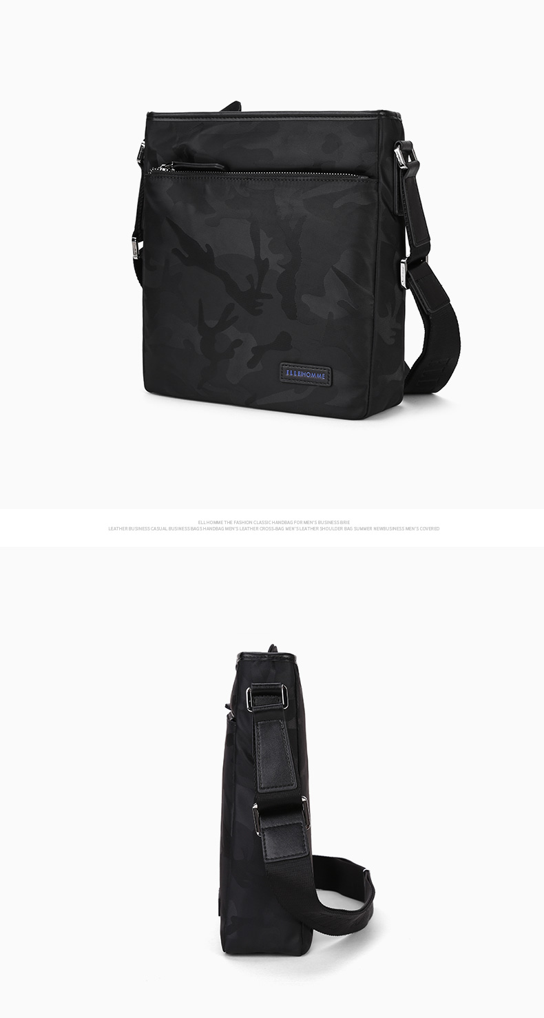 ELLE HOMM Men's Business Shoulder Crossbody Bag, Fashionable Multifunctional Vertical Camouflage Canvas Men's Bag 335340 Black Birthday Gift for Boyfriend 7