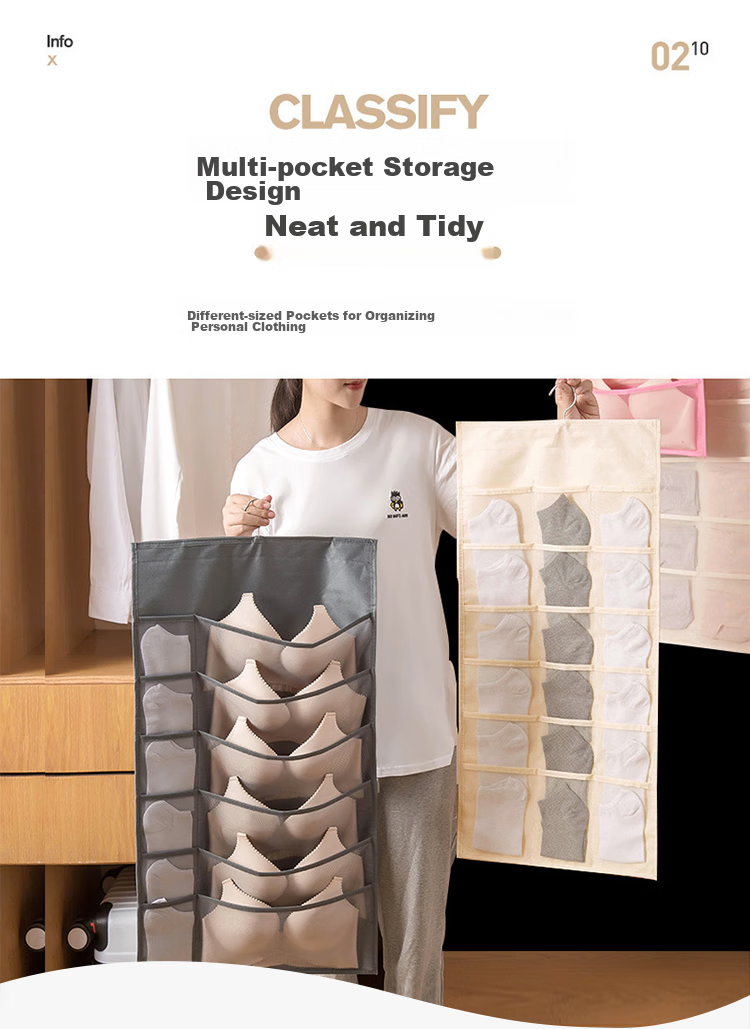 Banzheni Underwear Storage Hanging Organizer, Socks And Panties Holder for Home Or Dormitory Cabinet Wall Mounting, 12+18 Compartments 4