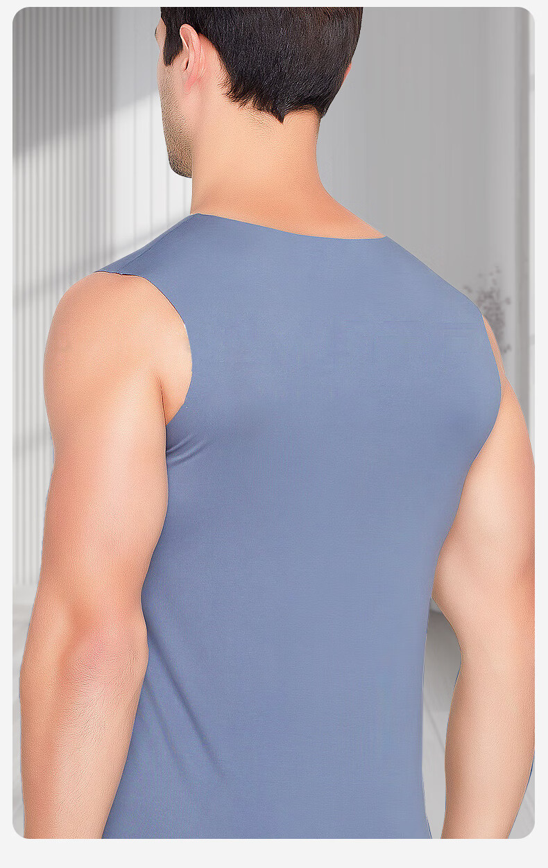 SEPTWOLVES [Unnoticeable] Sleeveless Tank Top for Men, Ice Silk Seamless Cool Trendy Sports Fitness Wide-Shoulder Undershirt for Me 2