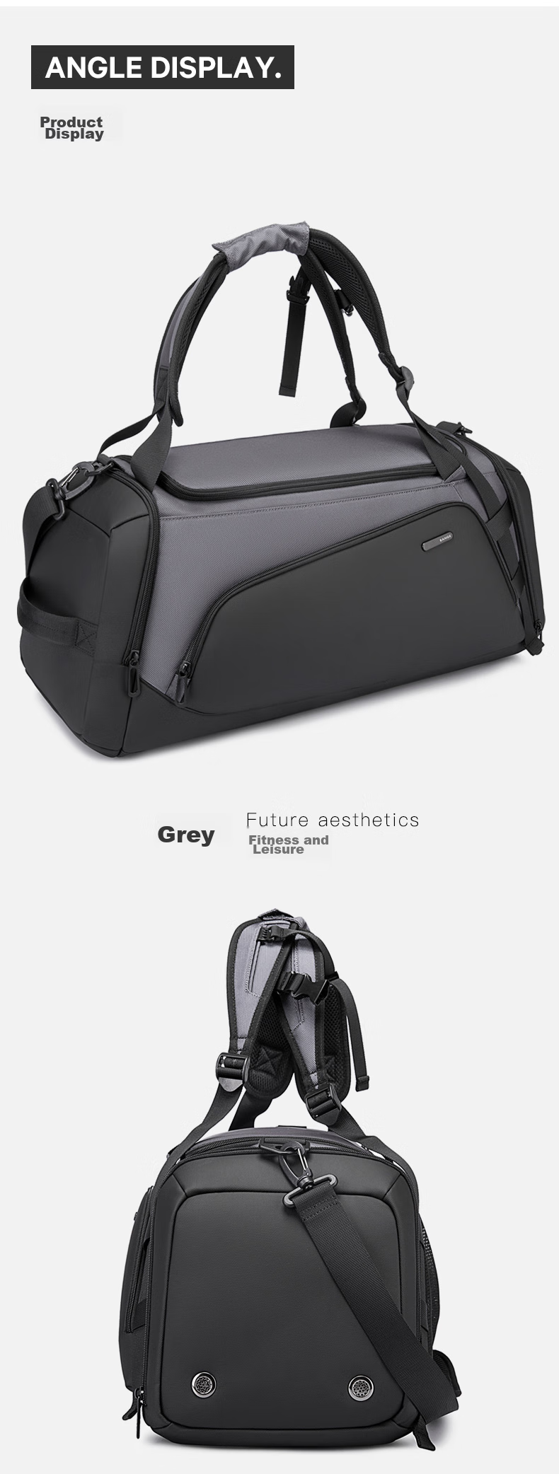 Bange Gym Bag for Men, Dry And Wet Separation, Sports Handbag with Large Capacity, Crossbody Bag with Separate Shoe Compartment, Travel Bag, 1917 Gray 17