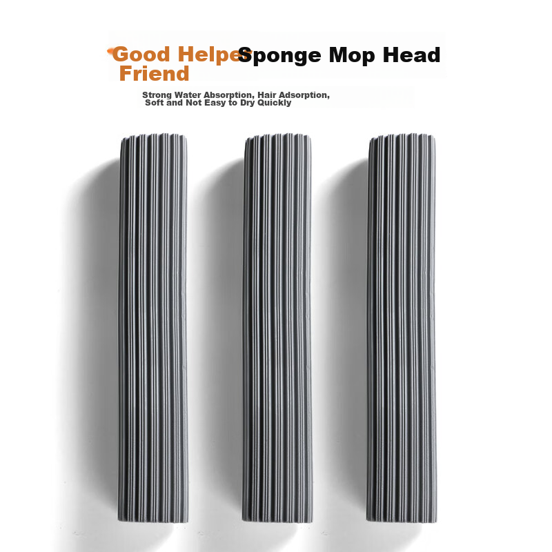 Jiabangshou Sponge Mop Head, 38cm Replacement Core, Foldable Absorbent Rubber Cotton Mop Head, Floor Cloth Head, *4 Pieces Per Pack