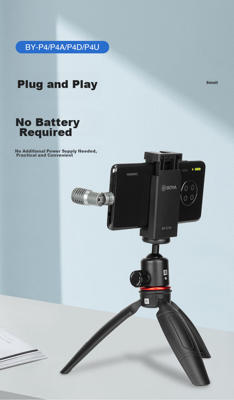 BOYA P4 Microphone, 3.5mm Plug-In Mini Microphone for Mobile Phones, Karaoke, Live Streaming, Vlog, Short Video Recording, Teaching, Voiceover, And Audio Pickup, Compact Microphone 5