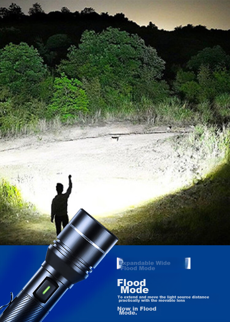 JD Original High-Brightness Zoomable Flashlight, 1000 Lumens, Long Battery Life, Outdoor Survival, Rechargeable, Multifunctional, Portable for Home Use 10