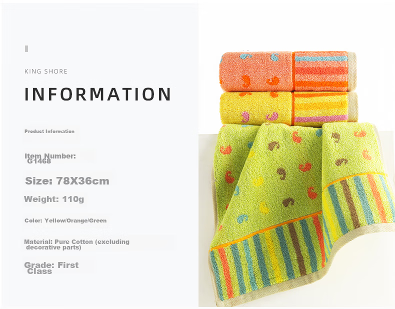 KING SHORE Cotton Face Towels, Absorbent Soft Thickened Sports Face Towels, Pack of 3, 78*36cm, 110g/piece 3