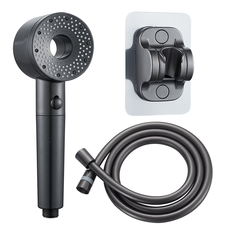 KEGOO One-Click Water Stop Handheld Shower Head with Hose, Three-Piece Set, No Drilling Required, Universal Bracket K4035
