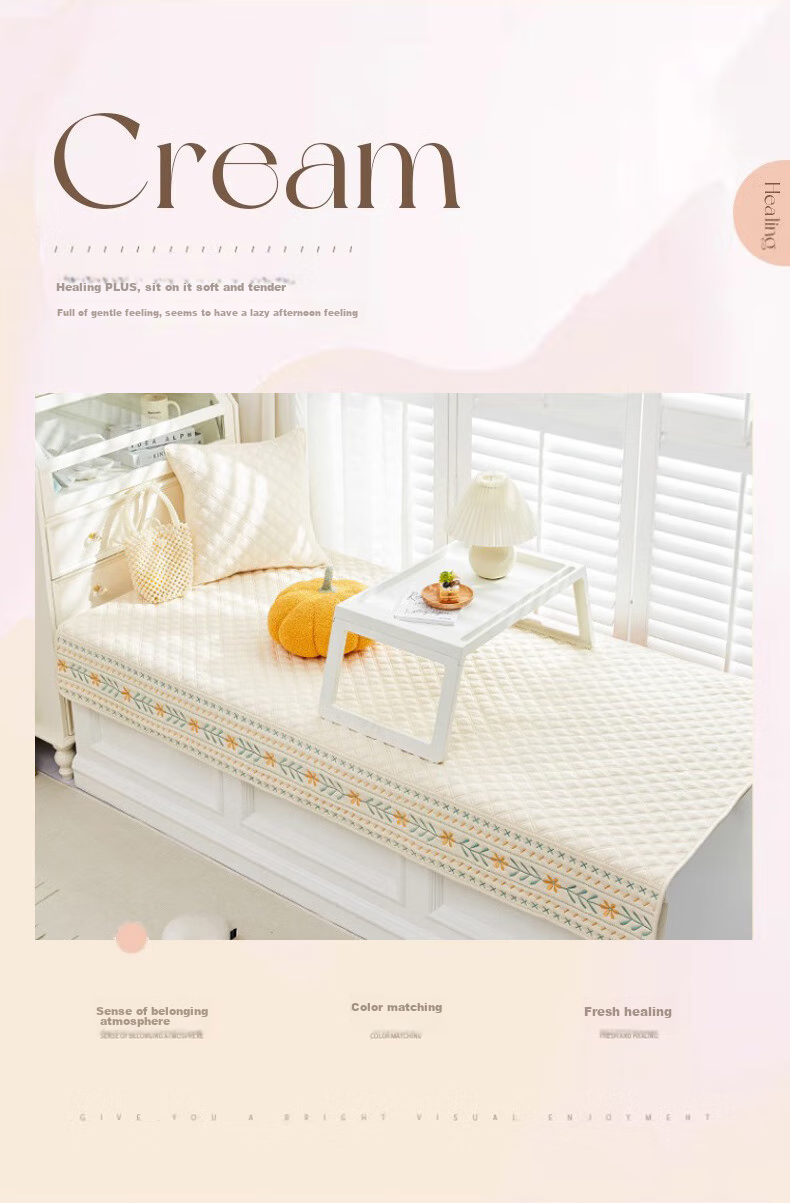 AVIVI Sofa Cushion, All-Season Sofa Cover, Non-Slip Sofa Slipcover, Bay Window Pad, 90*240 Cm, Floral Patter 4