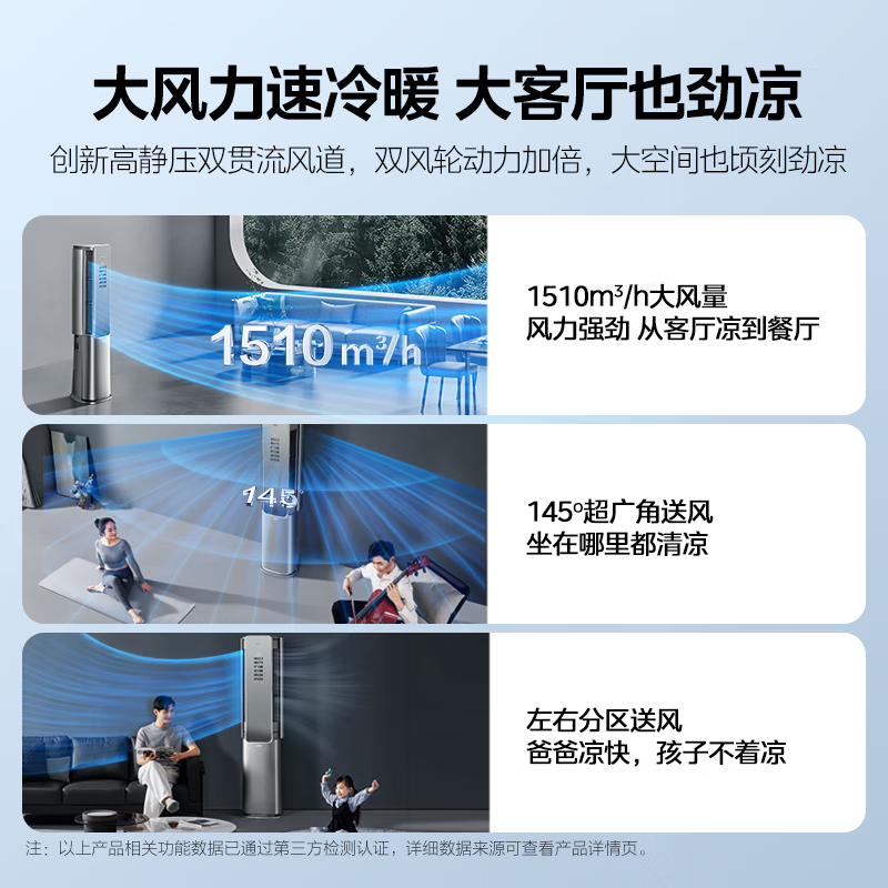 美的（Midea）空调柜机3匹鲜净感空气机 一级能效变频 智能变频冷暖立式客厅空调柜机 榭湖银 KFR-72LW/T5