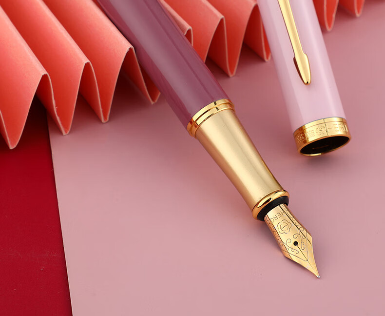 HERO Fountain Pen Gift Box E609, Artistic Bent Nib Iridium Gold Daily Writing Calligraphy Set for Third Grade Elementary And Middle School Students, Men And Women, Ink Set, Dazzling Black M Artistic Nib 11