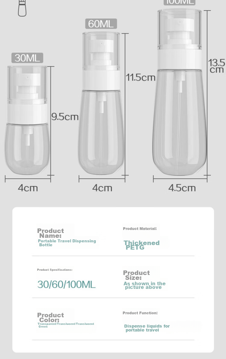 JAJALIN Travel Toiletry Bottles Set, Portable Cosmetic Lotion Perfume Refillable Empty Bottles for Travel And Business Trips 11