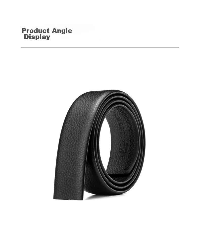 Aokang Belt without Buckle, Men's Top-Grain Leather Belt Strip, Automatic Buckle Waistband, No Buckle Head Belt, Birthday Gift 12