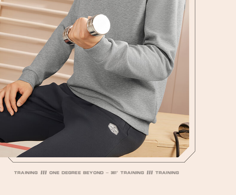 361° Men's Sweatshirt, Spring Long-Sleeve Sportswear, Casual Round Neck Loose Fleece-Lined Top, 652344801D-7 28