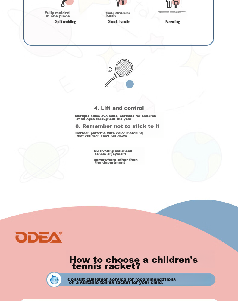 Odear Children's Tennis Racket, Rebound Training Device for Beginners, 25-Inch Tennis Racket 3