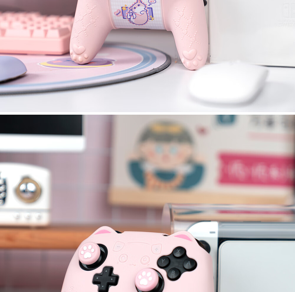 Jixiang PS5 Controller Protective Case, Pink Sweet Heart Skeleton Controller Silicone Cover, Full Protection Anti-Slip Sweat-Absorbing Soft Shell, Cute Cartoon Protective Controller Gaming Accessory 14