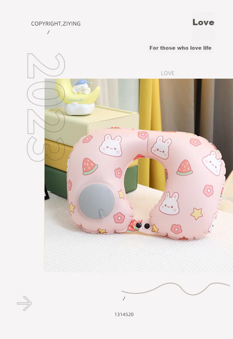 JAJALIN U-Shaped Pillow, Inflatable Double-Sided Pillow, Travel Three Treasures Neck Pillow, Office Nap Pillow, Business Trip Supplies, Cushion, Pink 5