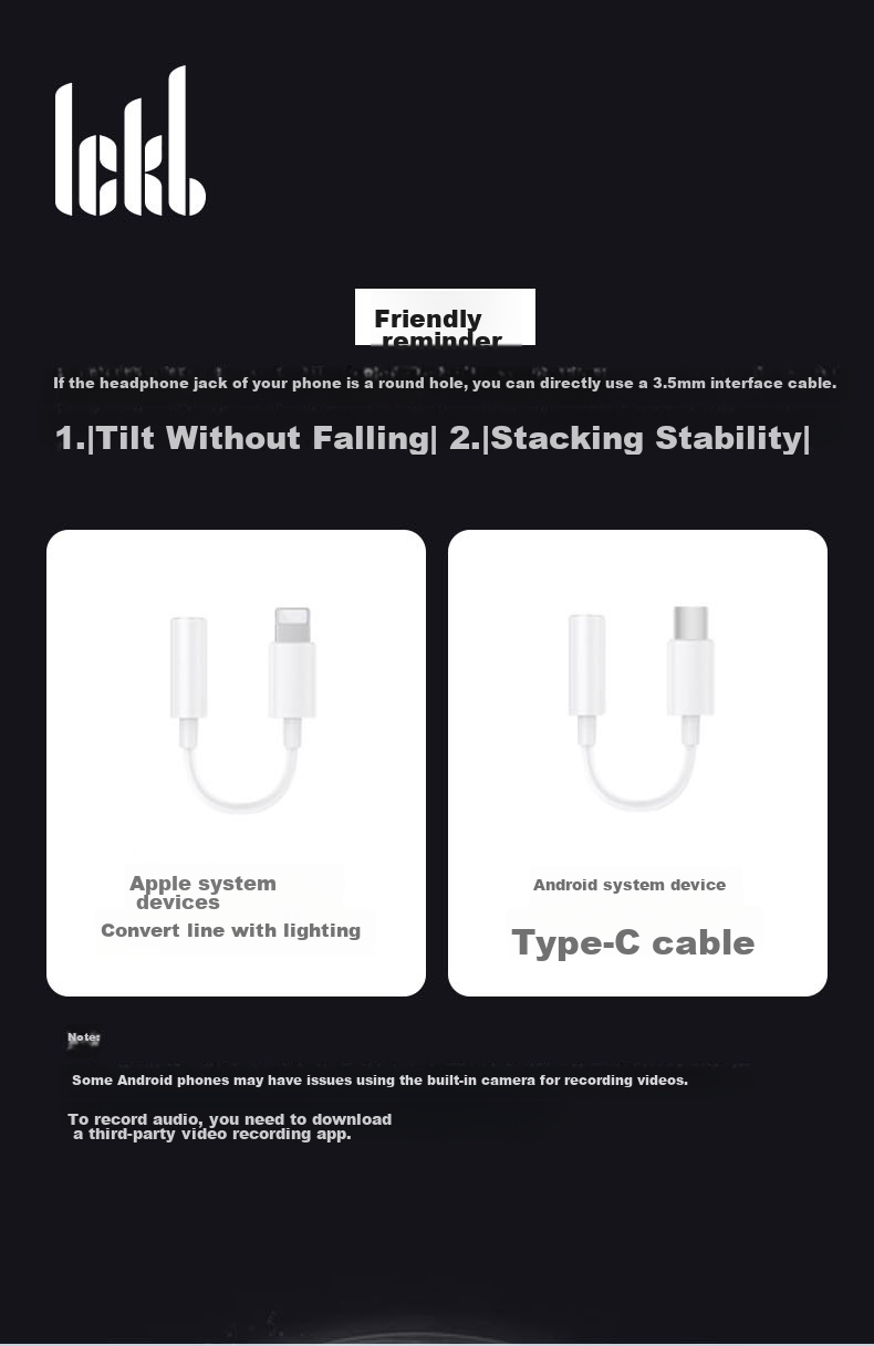 Ickb Volg Wireless Lavalier Microphone, Dual-Channel Clip-On Mic, Recording Device for Streamers, Outdoor Live Streaming, TikTok Short Video Cameras, Smartphone Bluetooth Microphone 1