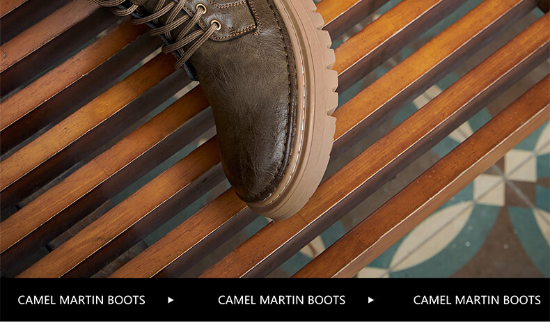 Camel Brand Martin Boots Outdoor Casual Work Boots British Style Motorcycle Men's Shoes P14W342602 Black 39 7