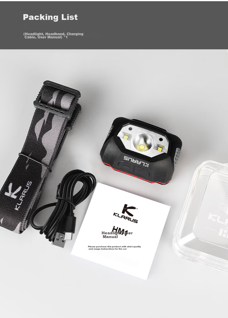 KLARUS HM1 Motion-Sensing Night Fishing High-End Headlamp, Ultra-Bright Off-Road Camping Hiking Waterproof Rechargeable 17