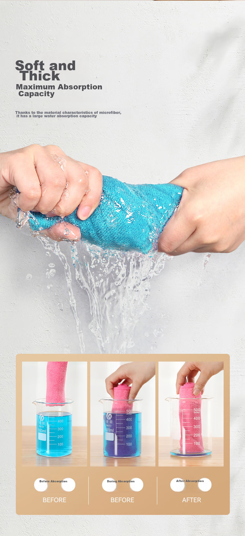 Jinghuisichuang Cleaning Cloth, 30*30CM, 5 Pieces, Thickened Oil-Removing Kitchen Dust Removal Glass Cleaning Cloth for Housekeeping And Maintenance 3