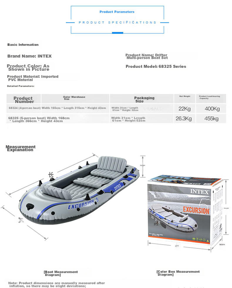 INTEX Challenger Two-Person Inflatable Boat, Thickened Rafting Kayak, Single Or Double Fishing Boat, Wear-Resistant Assault Boat 68306 27