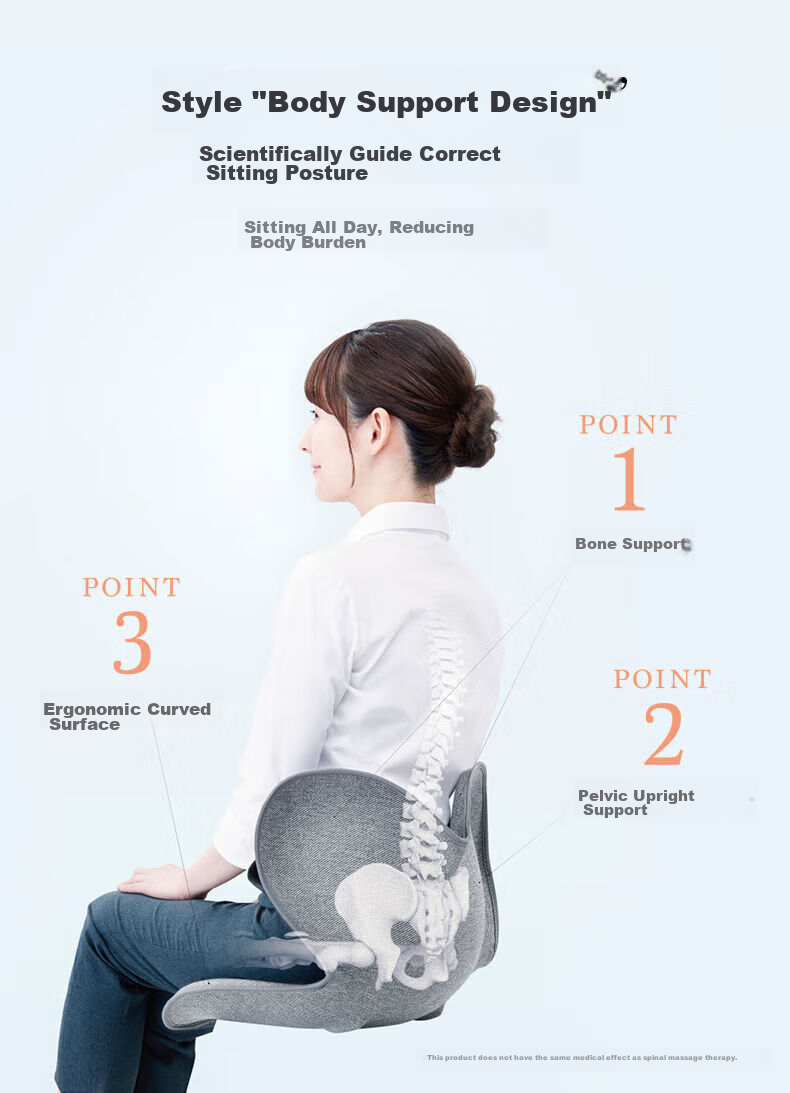Ali Japanese Petal Lumbar Support Cushion, Office Back Pain Relief, Buttocks Shaping, Integrated Seat Cushion for Posture Correction, Coffee Color 5