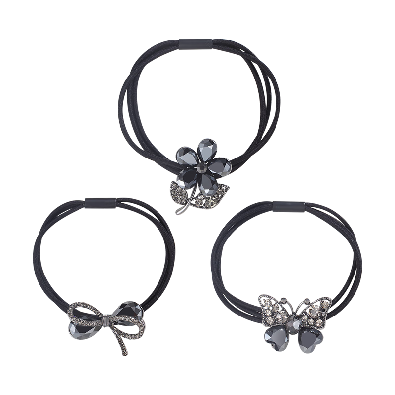 CHIMERA 3-Piece Hair Ties, Elegant Flower Butterfly Hair Bands, High-Elasticity Rubber Bands for Women, Mid-Autumn Festival Gift