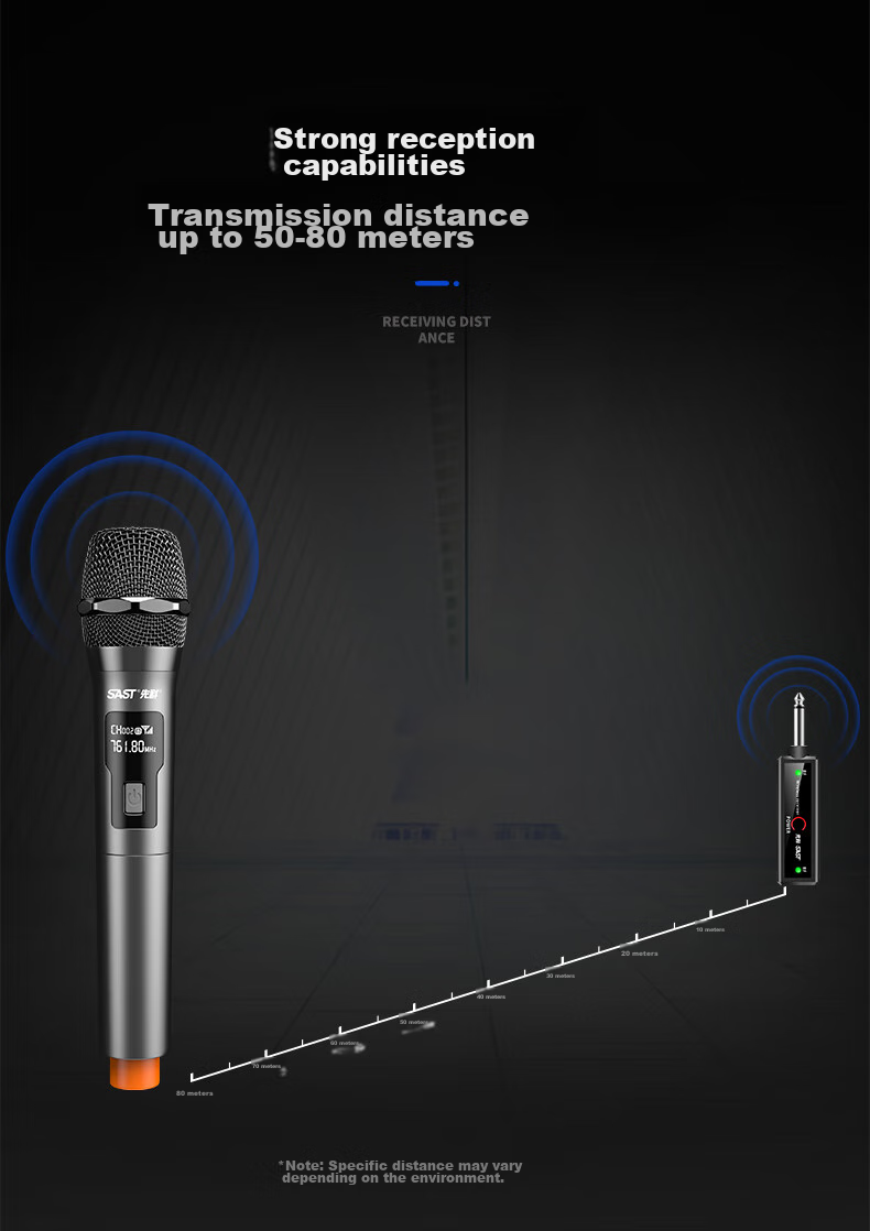 SAST Wireless Microphone with Charging Function, for Home KTV Singing, Stage Hosting, Speeches, Karaoke, Meetings, Sound System Amplifier, FM Radio, Car Universal Microphone OK-91 Single Unit 5