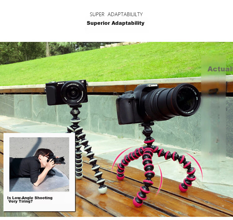 Earlymen EM-115 Octopus Desktop Tripod, Multifunctional Portable Phone And Camera Stand for Vlog Short Videos, Influencer Live Streaming Photography And Videography, Includes Black Phone Clamp 15