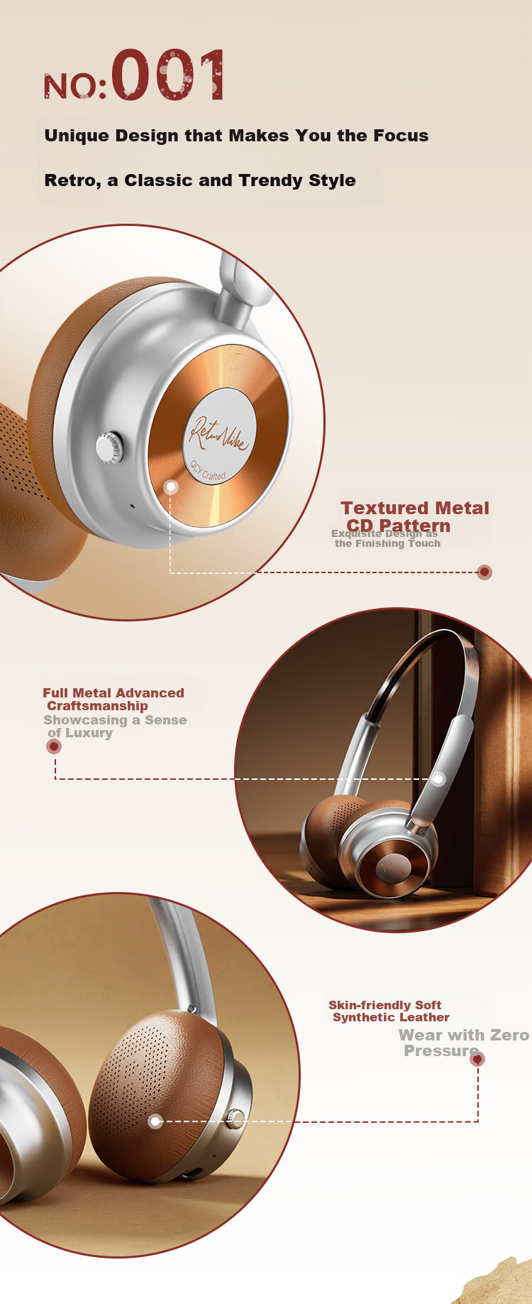 QCY Era 5 Retro Fashion Headphones, HiFi Sound Quality, Long Battery Life, High Aesthetic Value, Lightweight Metal, Millennium Internet Celebrity Atmosphere, Birthday Gift, Tape Black 7