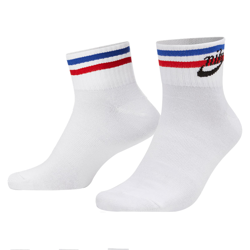 NIKE Unisex Socks, Sweat-Wicking Breathable Sports Socks, Short Socks Three-Pair Pack DX5080-100 White M