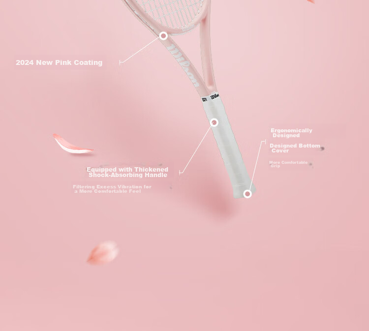Wilson All-Carbon Integrated Cherry Blossom Pink Advanced Tennis Racket with Large Face And Shock Absorption (Racket And Grip Not Included) 5