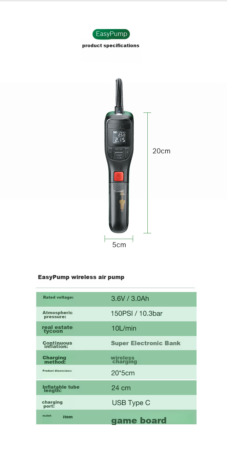BOSCH Car Air Pump Inflator for Sedans And Cars, High-Power Single-Cylinder Portable Cycling Pump 33