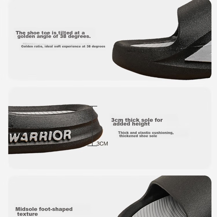 Huili Slippers, Comfortable for Stepping on Poop, Sports Bathroom Indoor Outdoor Wear, Non-Slip Sandals for Men, HL3980 Black And Gray, Size 46-47 15