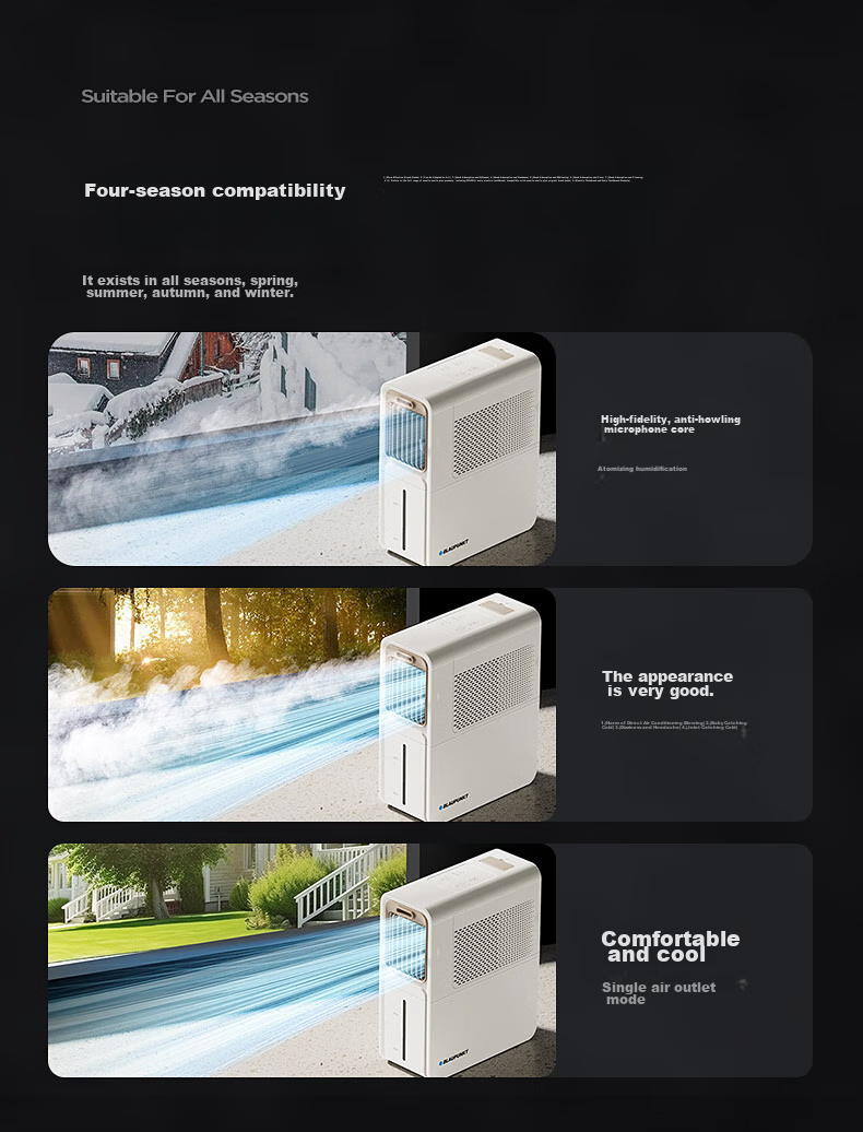 BLAUPUNKT [Kitchen Cooling] Frost Fan Electric Fan Home Air Cooler Humidifying Water-Cooled Fan Cold Air Machine Small Air Conditioner Fan No Ice Crystal Required Energy-Saving Low Noise Detachable Washable X5 10