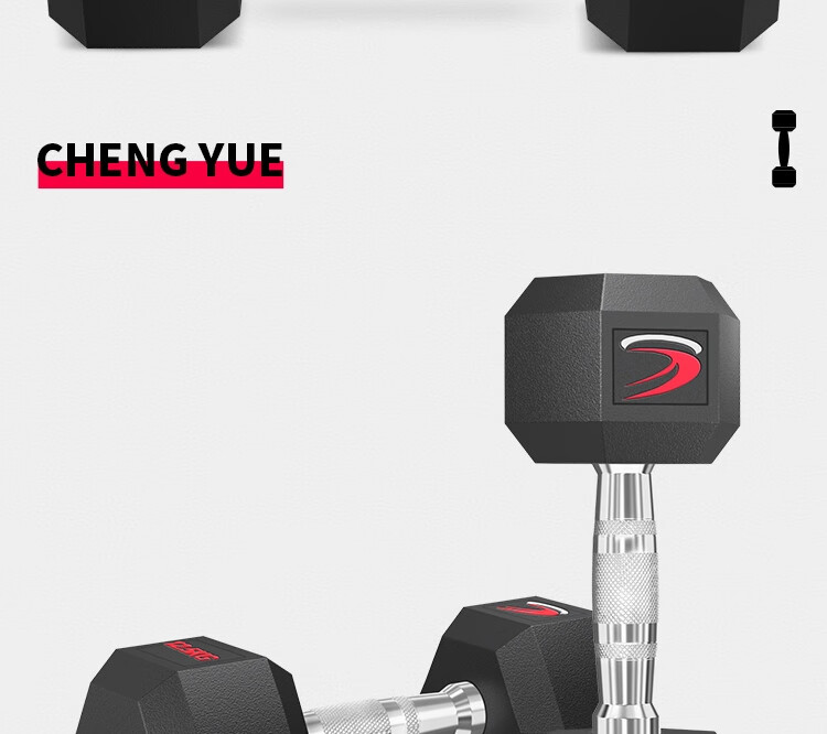 Chengyue Rubber-Coated Dumbbells for Men And Women, Hexagonal Home And Commercial Professional Gym Solid Steel Equipment Combination Set 3KG*2 29