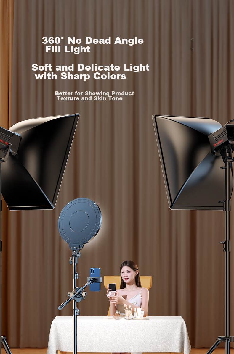 Shuotu Live Streaming Fill Light, Photography Light, Shooting Light, LED Full-Screen Light, Mobile Phone Live Streaming Stand, Floor-Standing Portable Overhead Shooting Studio, Professional Live Streaming Room Equipment Complete Set Light Frame 5