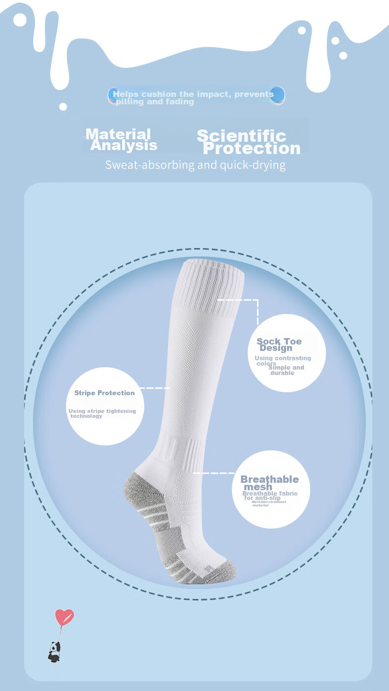VICLeO Children's Soccer Socks, Over-Knee High Tube, Youth Terry Bottom Non-Slip Professional Training Long Socks V621362 Blue 4