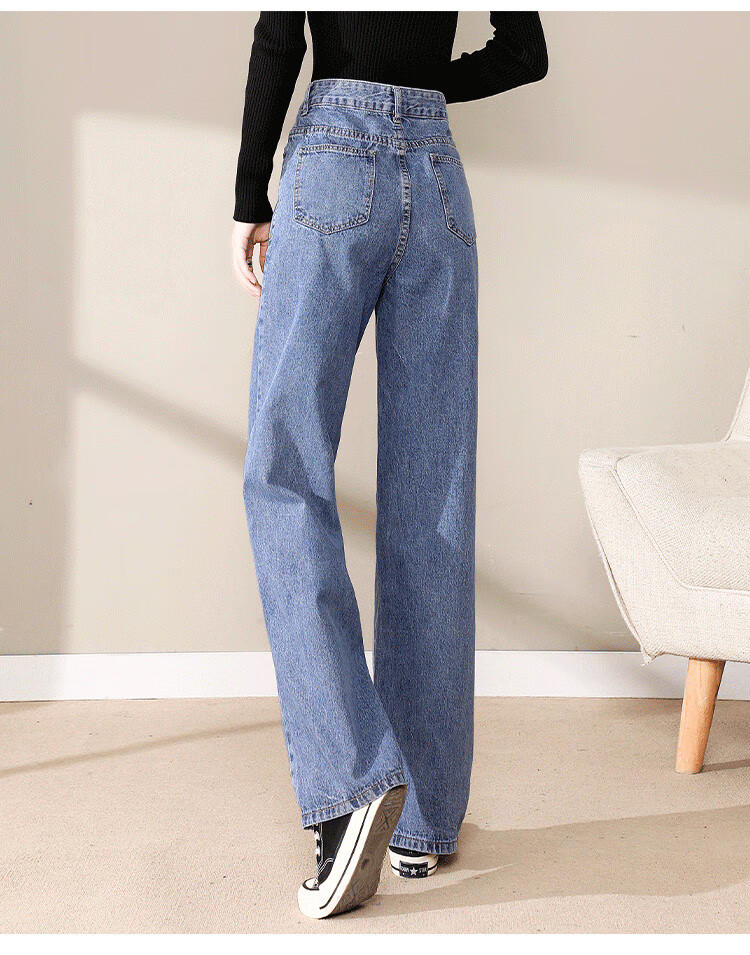 Jeanswest Women's Summer 2026 Thin High-Waist Wide-Leg Capri Denim Shorts Retro Blue M 17