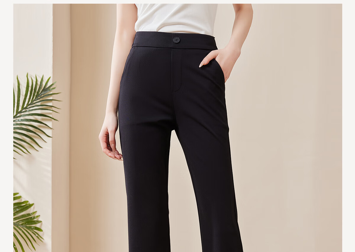 Chushen Spring Autumn Women's Casual High Waist Fashion Slim Fit Flared Suit Pants S141K2006 Black L 1