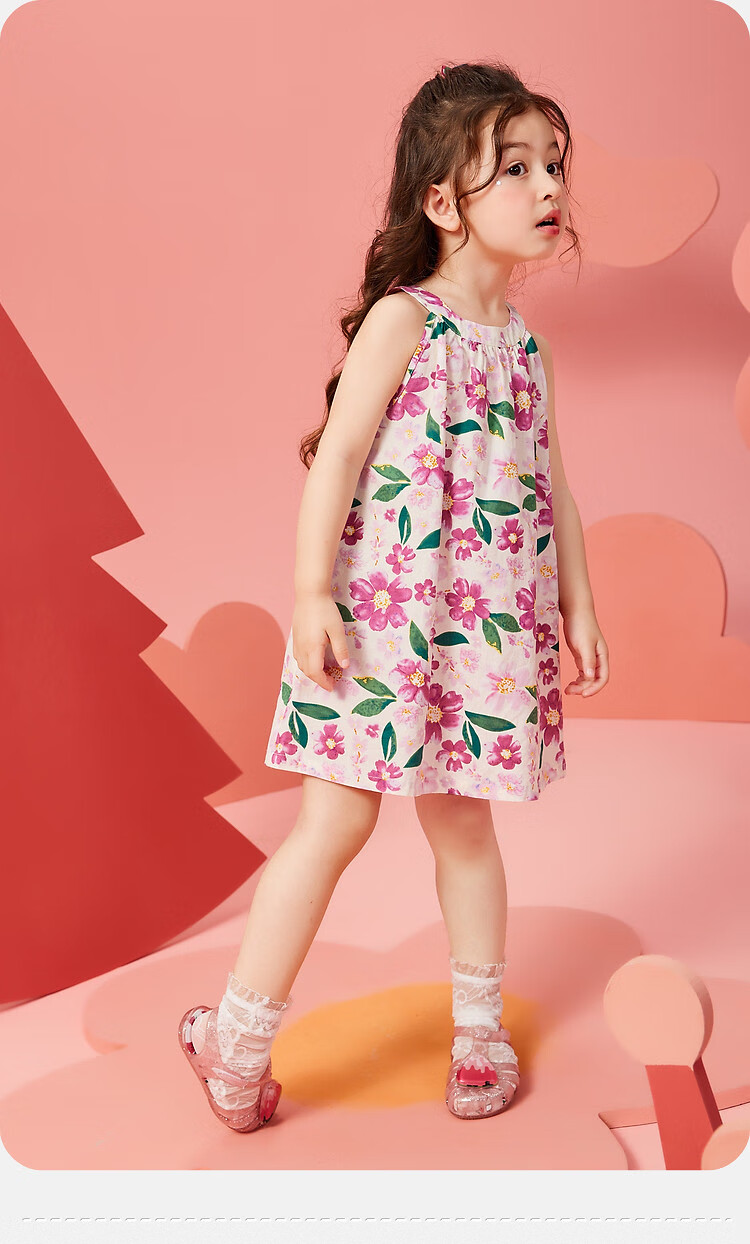 ASK JUNIOR Girls' Summer Dress, Children's Floral Spaghetti Strap Dress for Beach Vacation, Princess Style 11