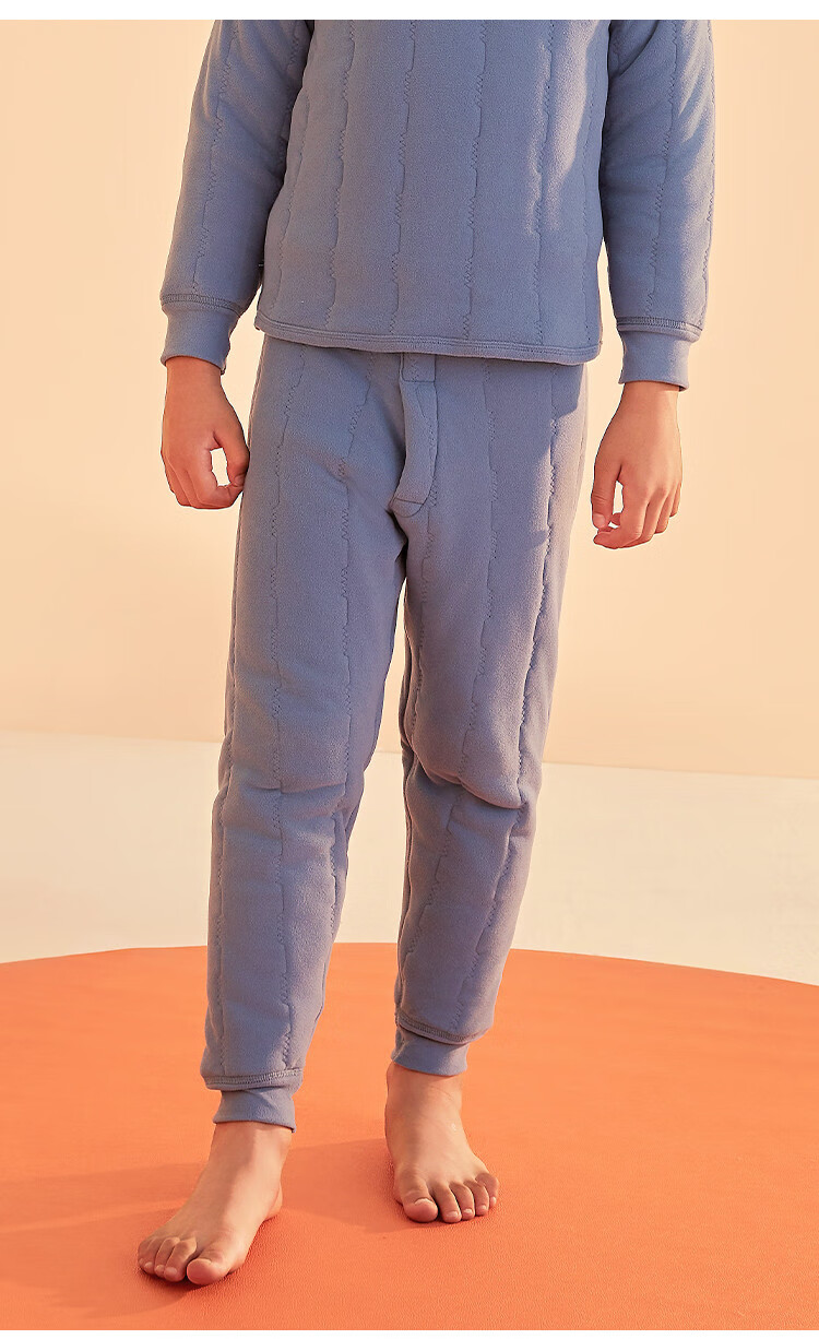 YUZHAOLIN Children's Thermal Pants, Boys' School Uniform Essential, Fleece-Lined Thickened Inner Wear, Student Autumn Underwear, Boys' Cotton Pants, Black And Gray 13