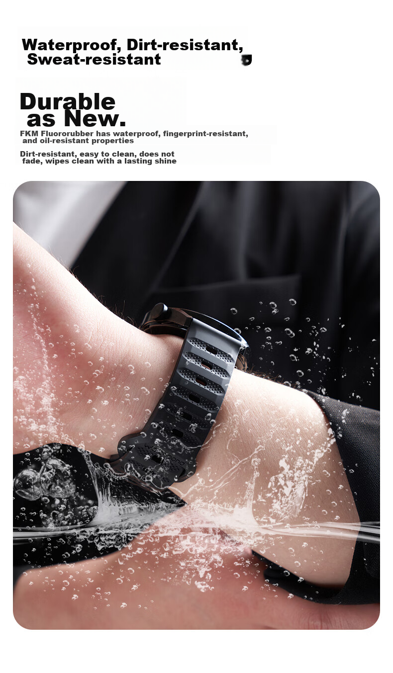 Watchbond Compatible with Huawei Watch 6/6 Pro/5/GT7 Pro/6 Pro Strap, GT7/6/5/4 Men's FKM Fluoroelastomer Watch 4 Pro Business Style 46mm Wristband 9