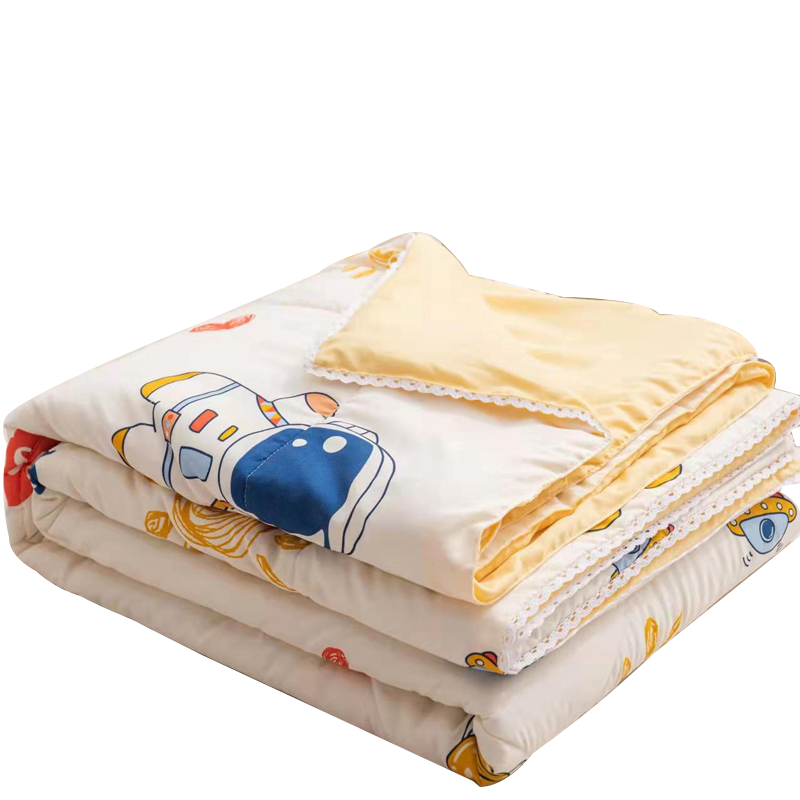 AVIVI Fiber Washed Cotton Summer Quilt for Children, Lightweight Blanket, 1 Jin (500g), 110*150cm [Astronaut]