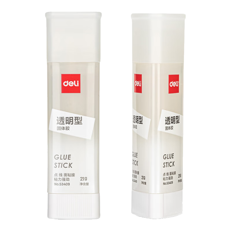Deli 21g ACR Triangular Solid Glue Stick, High Adhesion Formaldehyde-Free Transparent Glue Stick, Strong Bonding for Points, Lines And Surfaces, DIY Craft Student Stationery, Single Stick, Office Supplies, 53409
