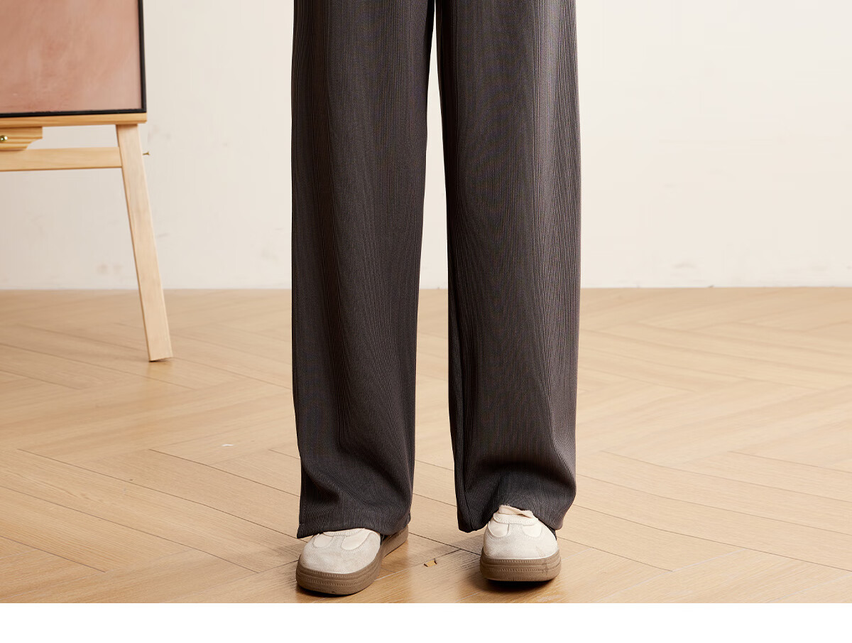 Halo Queen Women's Casual Pants, Spring And Autumn Drawstring Loose Wide-Leg Trousers, Fashionable Slimming Straight-Leg Pants H13QK5970 46