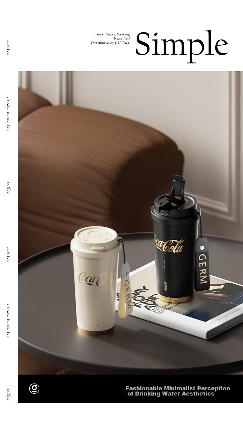 Germ Lily of The Valley Double-Insulated Tumbler with Straw, Women's Coffee Cup, Mid-Autumn Festival Gift Mug, 500ML, Tea White 4