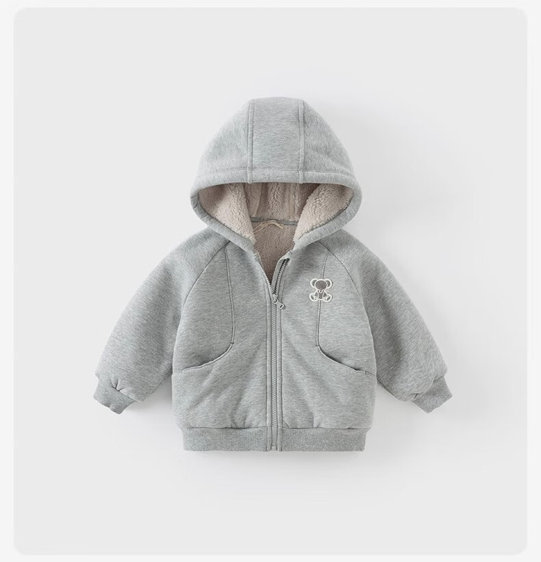 DAVE & BELLA Kids Autumn Jacket Fleece Lined Casual Hoodie for Boys and Girls Baby Hooded Clothing 6