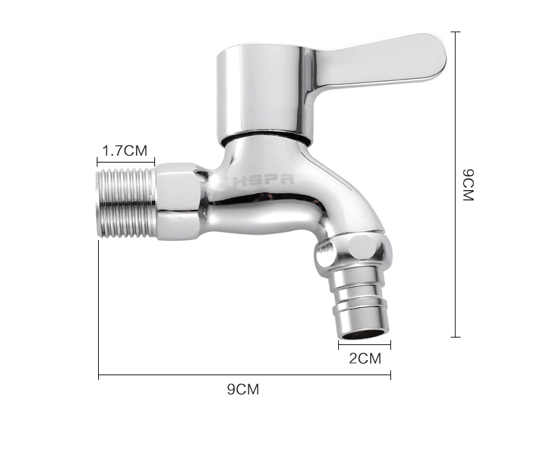 HSPA Washing Machine Faucet, One Inlet Two Outlets, Copper Material Double-Head Faucet, Single Cold Quick-Open 4-Point Spout, Universal 5112 13