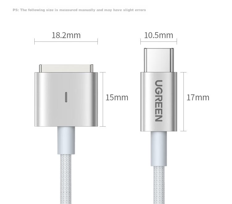 UGREEN Compatible Apple Laptop Charging Cable, 85W Compatible with 65W/45W Magnetic Fast Charging Cable, MagSafe2 Power Cord, Type-C Adapter T-Shaped Interface, MacBook, 2 Meters 28
