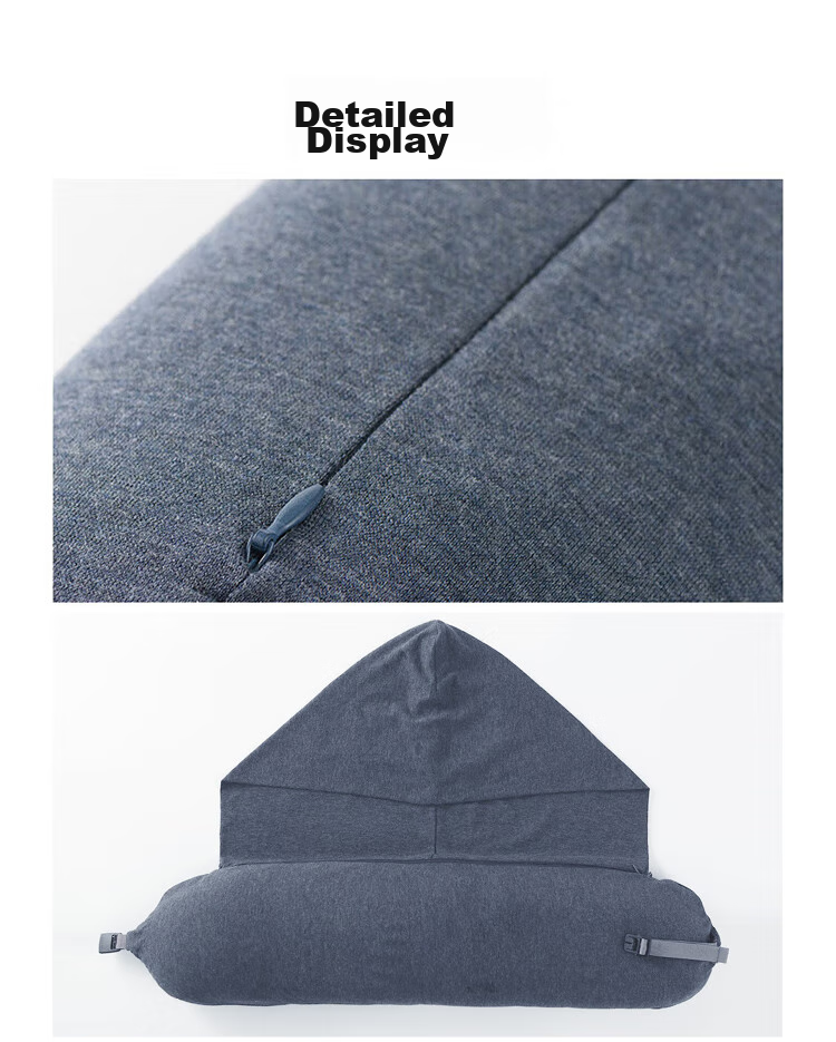 MUJI Comfortable Neck Pillow, Mid-Autumn Festival Gift, Nap Pillow, U-Shaped Pillow, Office Headrest, Backrest with Cap, Dark Gray 9