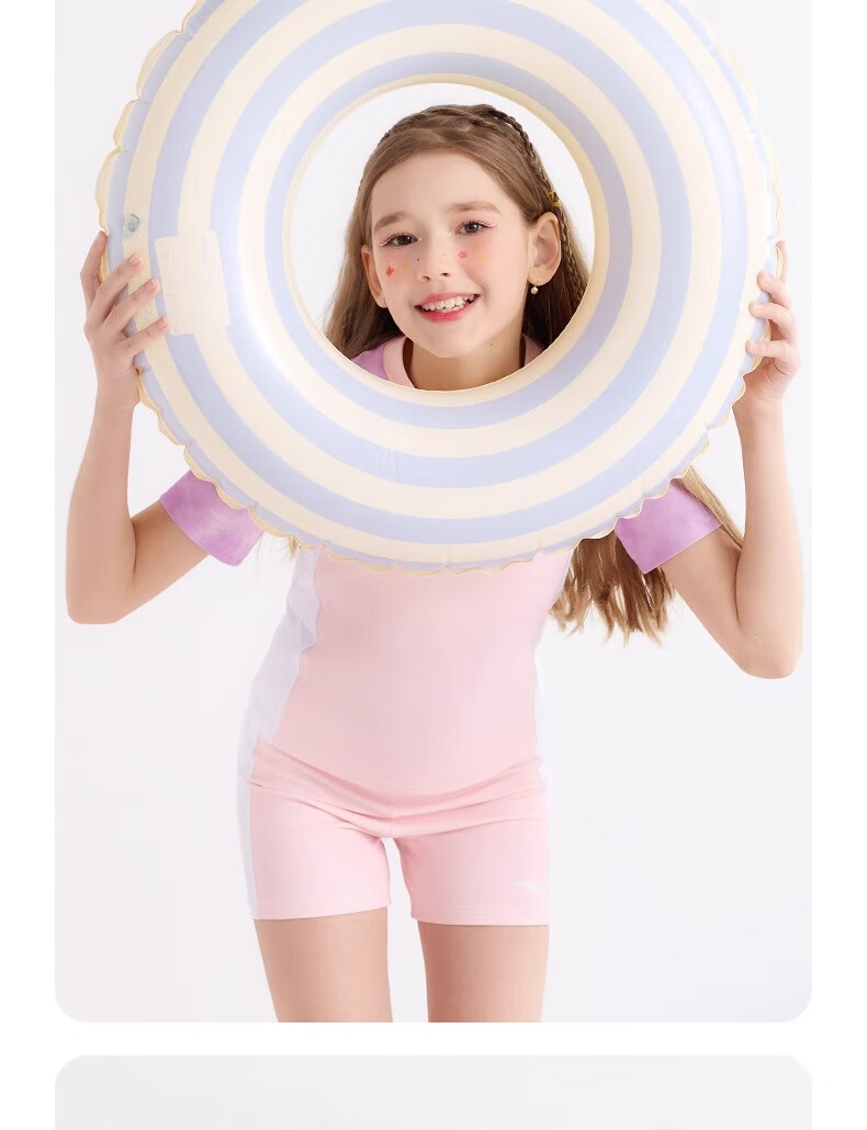 ANTA Children's Swimsuit for Hot Springs, 2026 New Style, Big Kids Sun Protection Girls Two-Piece Professional Training Swimwear, Pink And Purple, Size 110 16